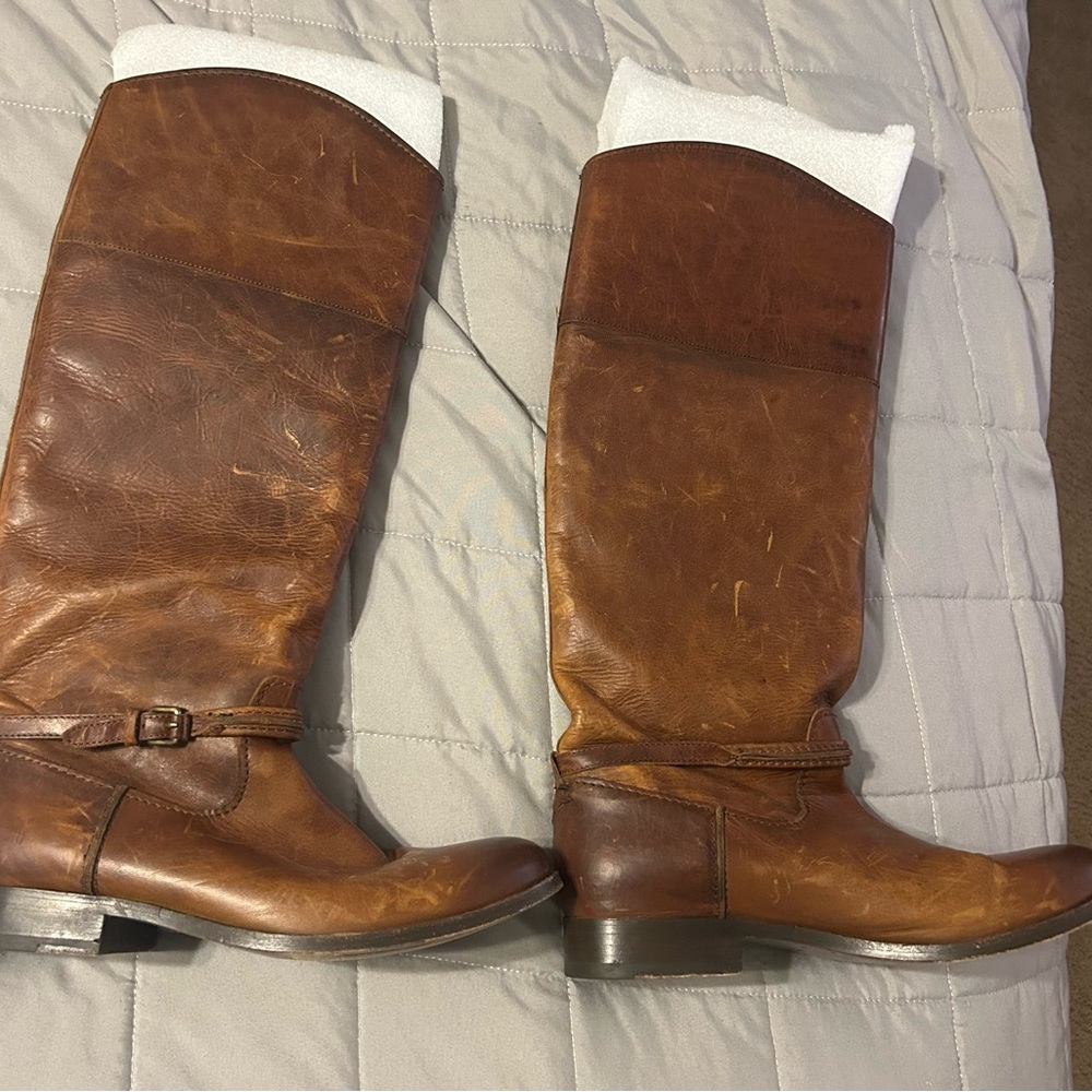 Frye Cognac Leather Heeled Boots
